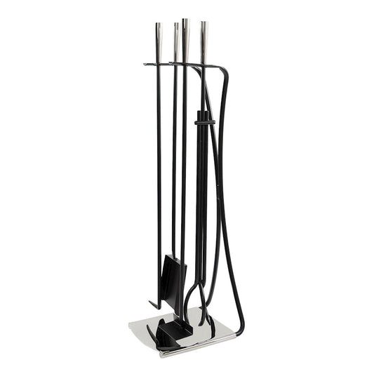 ACHLA Park Avenue Tool Set | Nickel and Black Cast Iron | Fireplace & Hearth Accessory | 8 x 11 x 32 in | Model WR-44NB