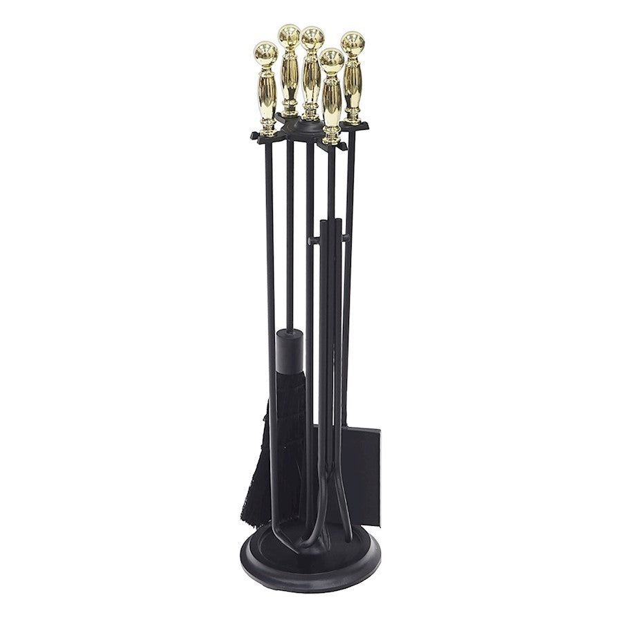 ACHLA Chelmsford Tool Set | Classic Ball-End Cast Iron Fireplace Tools | Living Room & Hearth Accessory | 8 x 8 x 30 in, 17 lbs | Model WR-45PB