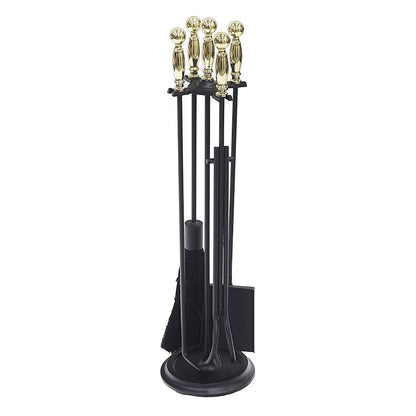 ACHLA Chelmsford Tool Set | Classic Ball-End Cast Iron Fireplace Tools | Living Room & Hearth Accessory | 8 x 8 x 30 in, 17 lbs | Model WR-45PB