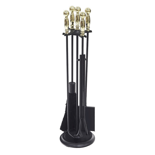 ACHLA Chelmsford Tool Set | Classic Ball-End Cast Iron Fireplace Tools | Living Room & Hearth Accessory | 8 x 8 x 30 in, 17 lbs | Model WR-45PB