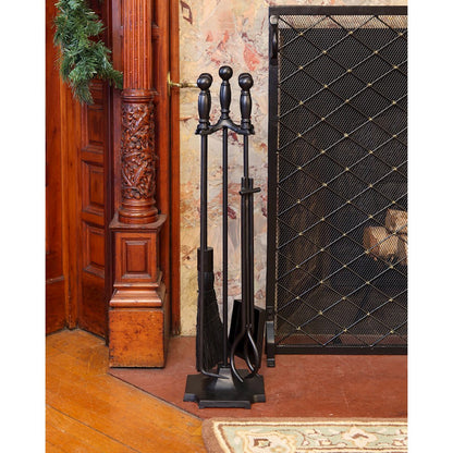ACHLA Carlisle Fireplace Tool Set | Traditional Cast Iron with Black Finish | Living Room & Hearth Accessory | 8 x 8 x 30 in | Model WR-46BK