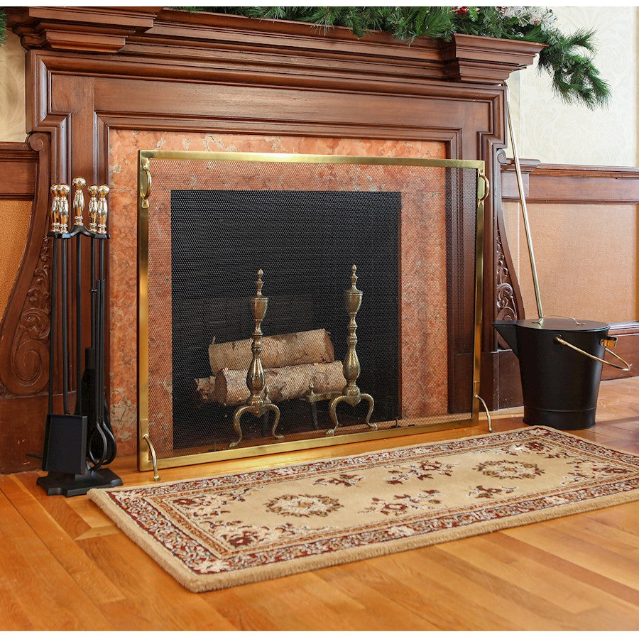 ACHLA Carlisle Tool Set | Polished Brass & Black Cast Iron | Fireplace Tool Set for Living Room & Hearth | 7.5 x 7.5 x 30.5 in | Model WR-46PB