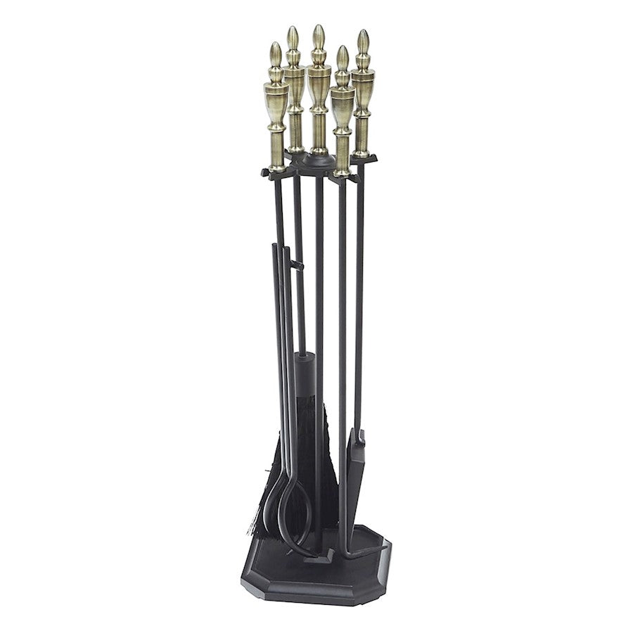 ACHLA Westford Fireplace Tool Set | Traditional Cast Iron with Antique Brass Handles | Living Room & Hearthside | 8 x 8 x 30 in | Model WR-47AB