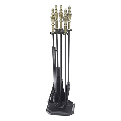 ACHLA Westford Fireplace Tool Set | Traditional Cast Iron with Antique Brass Handles | Living Room & Hearthside | 8 x 8 x 30 in | Model WR-47AB