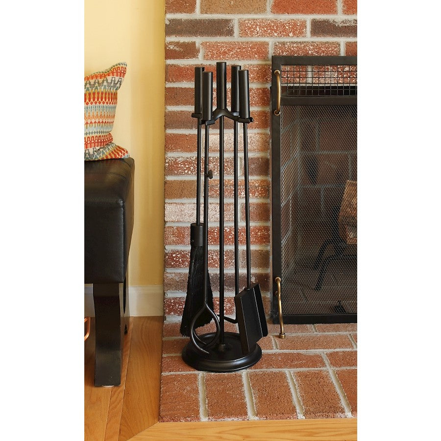ACHLA Bedford 30in Fireplace Tool Set | Black Cast Iron and Zinc Handles | Living Room & Hearthside Fireplace | 8 x 8 x 30 in | Model WR-48BK