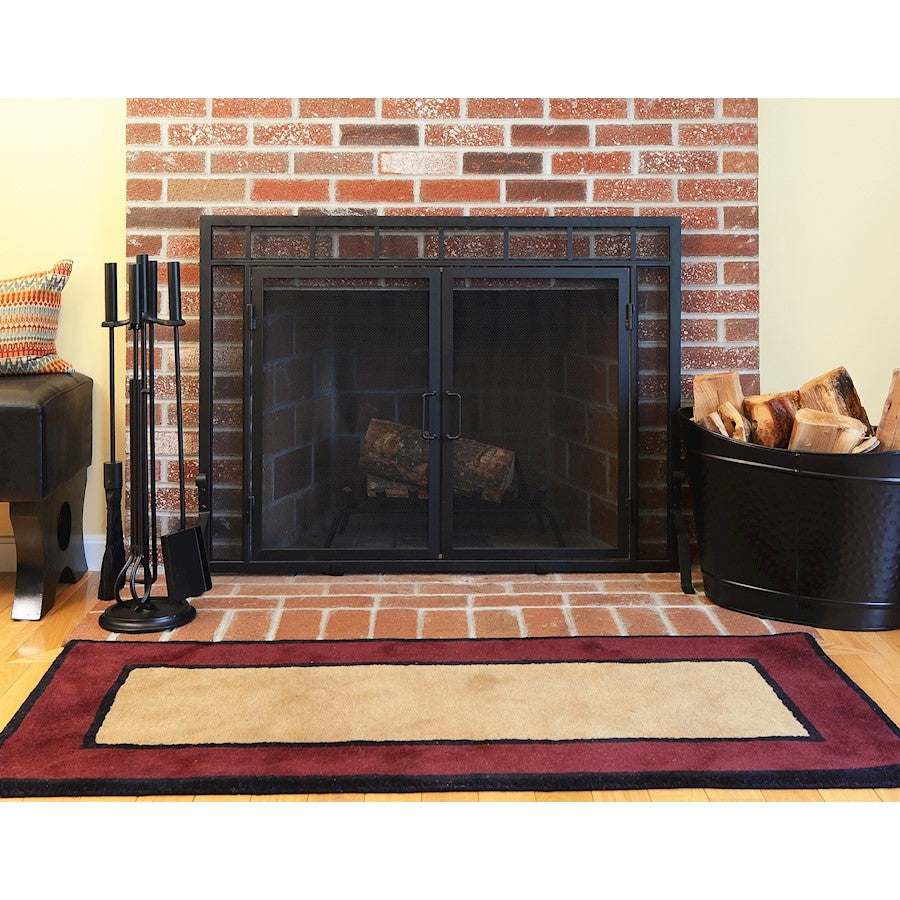 ACHLA Bedford 30in Fireplace Tool Set | Black Cast Iron and Zinc Handles | Living Room & Hearthside Fireplace | 8 x 8 x 30 in | Model WR-48BK