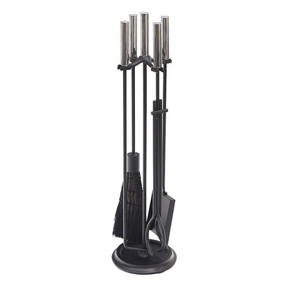 ACHLA Bedford Tool Set 30in Fireplace Tools & Stand | Contemporary Polished Chrome and Cast Iron | Living Room & Hearthside Fireplace | Model WR-48CH