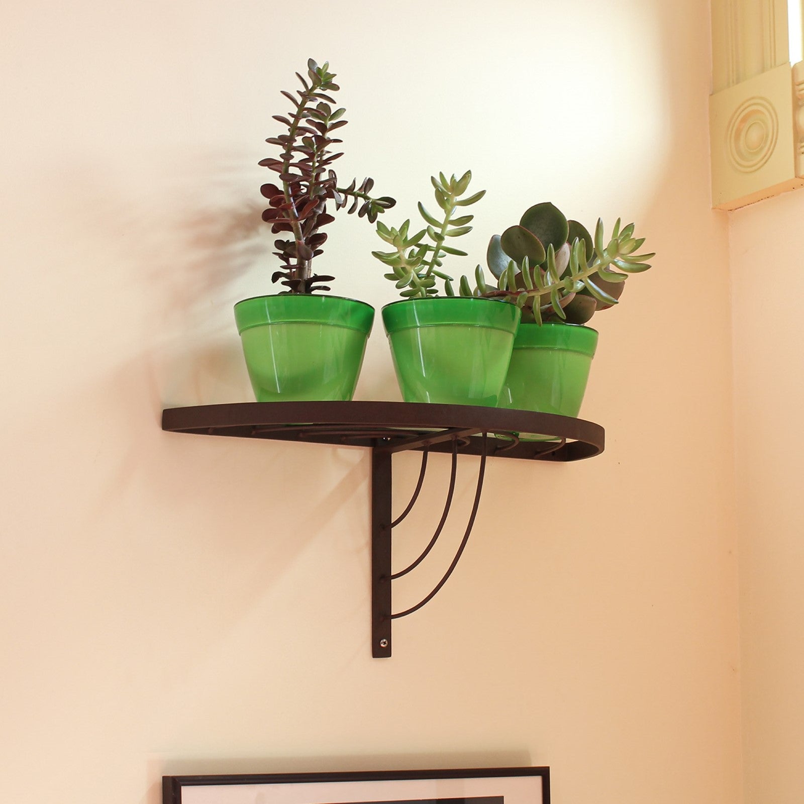 ACHLA Vita Half-Round Wall Shelf | Roman Bronze Wrought Iron | Kitchen & Bathroom Plant Display | 18 x 8 x 9 in | Model WS-01Z