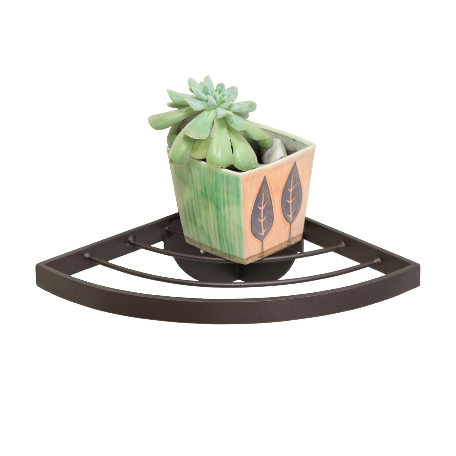 ACHLA Vita Corner Wall Shelf | Roman Bronze Wrought Iron | Indoor Plant Display for Kitchen, Bathroom & Porch | 11.75 x 8.25 x 3.25 in | Model WS-02Z