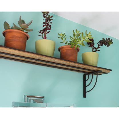 ACHLA Vita 36in Windowsill Shelf Bracket | Roman Bronze Wrought Iron and Mango Wood | Kitchen & Bathroom Plant Display | 36 x 6.25 x | Model WS-03Z-36