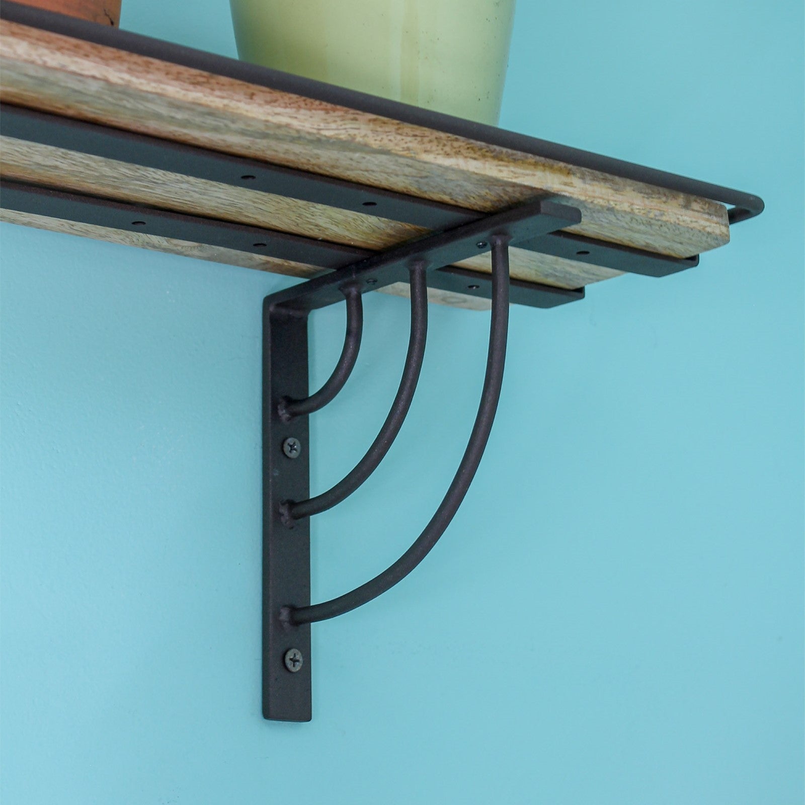 ACHLA Vita 36in Windowsill Shelf Bracket | Roman Bronze Wrought Iron and Mango Wood | Kitchen & Bathroom Plant Display | 36 x 6.25 x | Model WS-03Z-36
