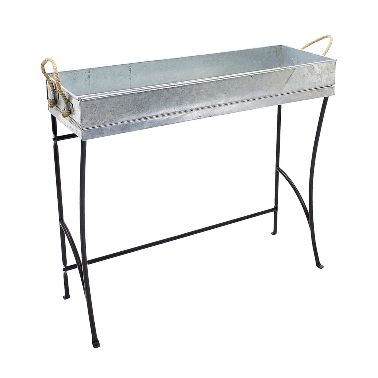 ACHLA Trestle Plant Stand Large | Black Wrought Iron | Entryway & Living Room Plant Display | 32 x 10 x 27 in | Model WT-04
