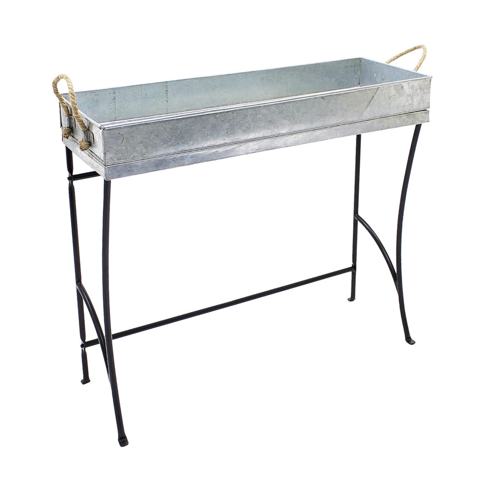 ACHLA Trestle Plant Stand Large | Black Wrought Iron | Entryway & Living Room Plant Display | 32 x 10 x 27 in | Model WT-04