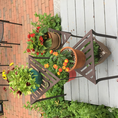 ACHLA Triangular Nesting Tables Set of 3 | Roman Bronze Wrought Iron | Outdoor Patio & Indoor Side Tables or Plant Stands | 16-24in H | Model WTN-01
