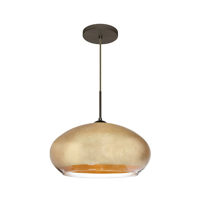 Besa Lighting Brio 14 13.75in 1-Light Cord Pendant | Contemporary Brushed Bronze and Gold Foil Glass | Kitchen Island & Dining | Model 1JT-4345GF-BR