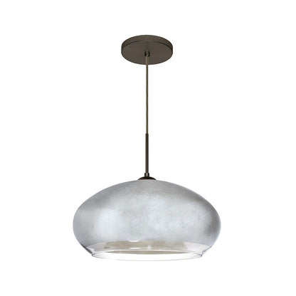 Besa Lighting Brio 14 1-Light LED Cord Pendant | Contemporary Brushed Bronze and Silver Foil Glass | Kitchen Island | Model 1JT-4345SF-LED-BR