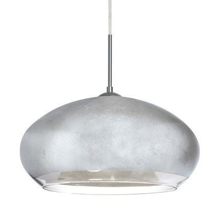 Besa Lighting Brio 14 1-Light LED Cord Pendant | Contemporary Satin Nickel and Silver Foil Glass | Kitchen Island & Dining | Model 1JT-4345SF-LED-SN