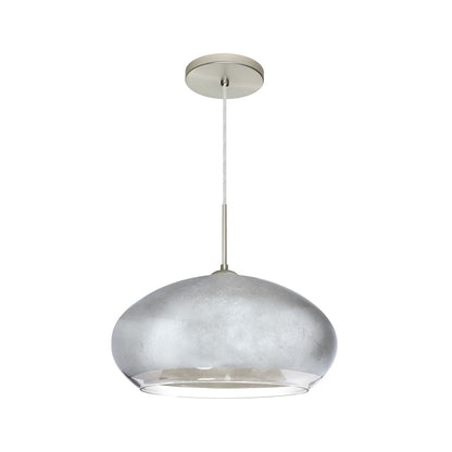 Besa Lighting Brio 14 1-Light LED Cord Pendant | Contemporary Satin Nickel and Silver Foil Glass | Kitchen Island & Dining | Model 1JT-4345SF-LED-SN