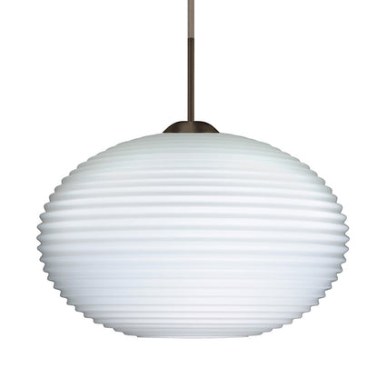 Besa Lighting Pape 10 1-Light Cord Pendant | Contemporary Bronze and White Glass | Kitchen Island & Dining Room | Model 1JT-491207-BR