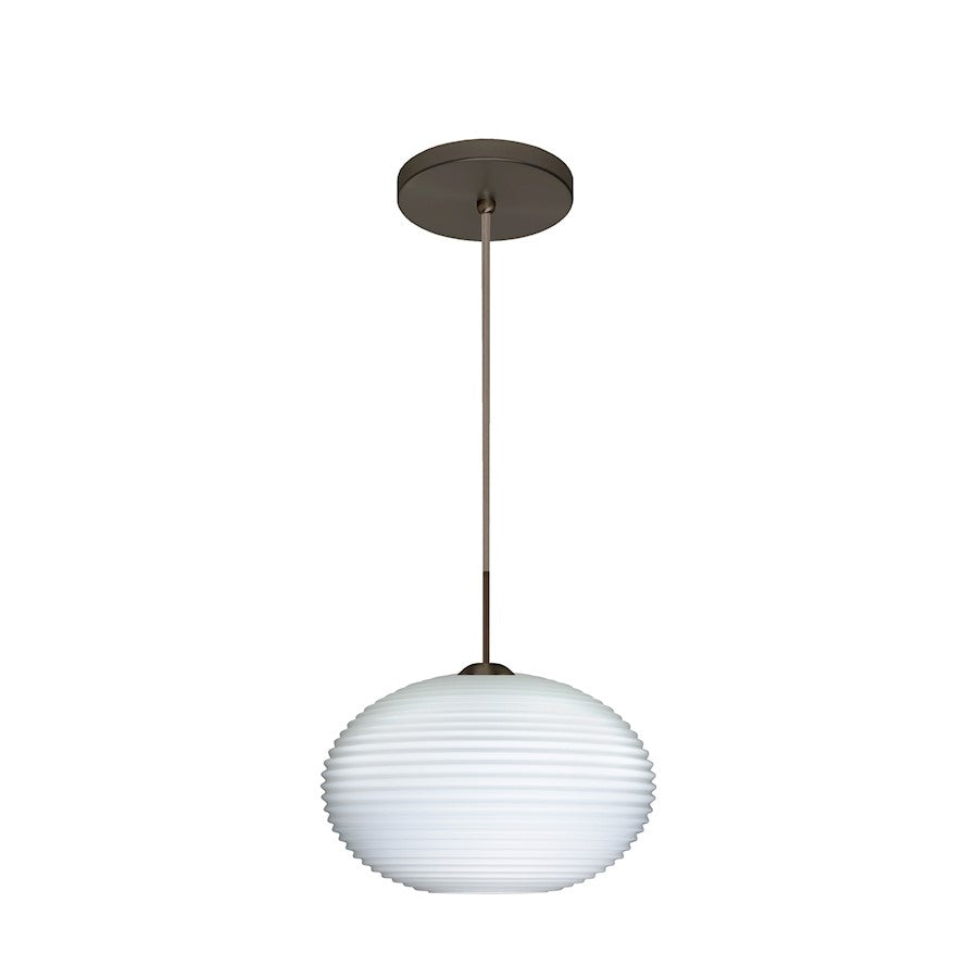 Besa Lighting Pape 10 1-Light Cord Pendant | Contemporary Bronze and White Glass | Kitchen Island & Dining Room | Model 1JT-491207-BR