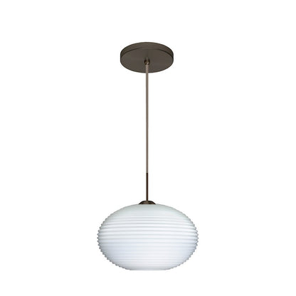 Besa Lighting Pape 10 1-Light Cord Pendant | Contemporary Bronze and White Glass | Kitchen Island & Dining Room | Model 1JT-491207-BR