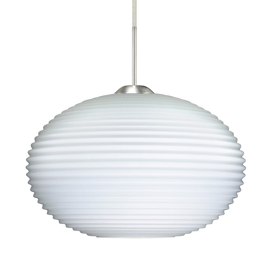 Besa Lighting Pape 10 1-Light LED Cord Pendant | Contemporary Satin Nickel and White Glass | Kitchen Island & Dining Room | Model 1JT-491207-LED-SN