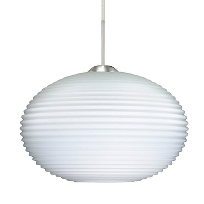 Besa Lighting Pape 10 1-Light LED Cord Pendant | Contemporary Satin Nickel and White Glass | Kitchen Island & Dining Room | Model 1JT-491207-LED-SN