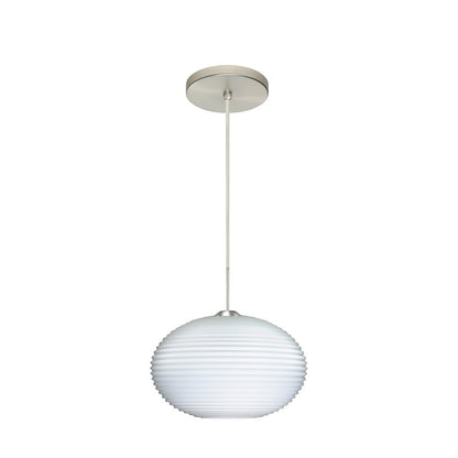 Besa Lighting Pape 10 1-Light LED Cord Pendant | Contemporary Satin Nickel and White Glass | Kitchen Island & Dining Room | Model 1JT-491207-LED-SN