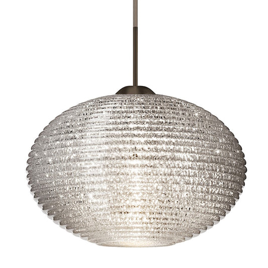 Besa Lighting Pape 10 10in 1-Light LED Cord Pendant | Contemporary Bronze and Crystal Glass | Kitchen Island & Dining Room | Model 1JT-4912GL-LED-BR