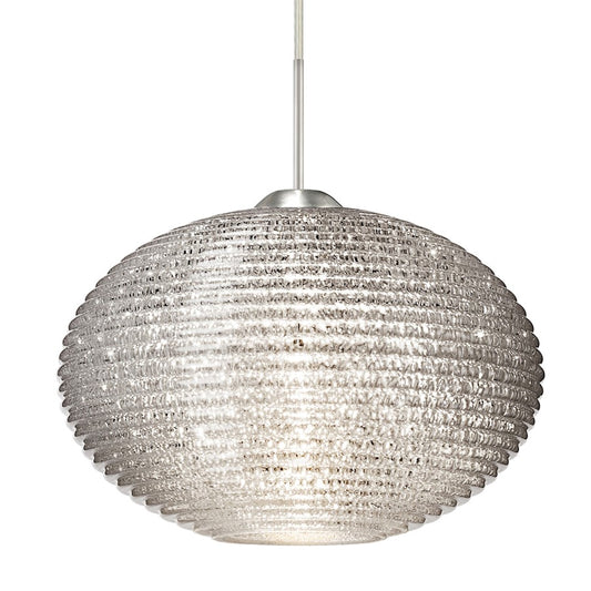 Besa Lighting Pape 10 10in 1-Light LED Cord Pendant | Contemporary Satin Nickel and Crystal Glass | Kitchen Island & Dining | Model 1JT-4912GL-LED-SN