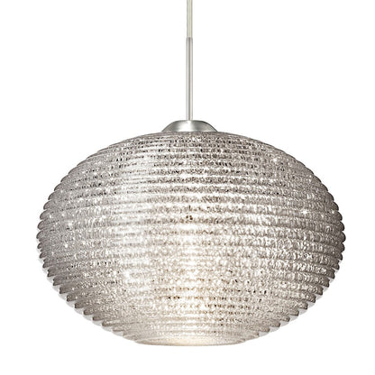 Besa Lighting Pape 10 1-Light Cord Pendant | Contemporary Satin Nickel and Crystal Glass | Kitchen Island & Dining Room | Model 1JT-4912GL-SN