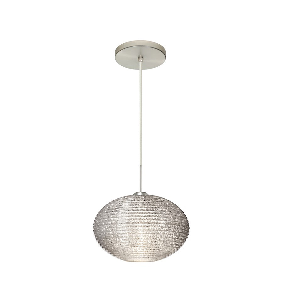 Besa Lighting Pape 10 1-Light Cord Pendant | Contemporary Satin Nickel and Crystal Glass | Kitchen Island & Dining Room | Model 1JT-4912GL-SN