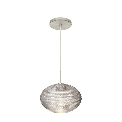 Besa Lighting Pape 10 1-Light Cord Pendant | Contemporary Satin Nickel and Crystal Glass | Kitchen Island & Dining Room | Model 1JT-4912GL-SN