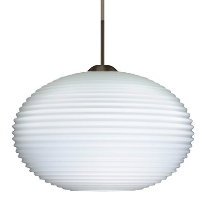 Besa Lighting Pape 12 1-Light LED Cord Pendant | Contemporary Bronze and White Opal Glass | Kitchen Island & Dining Room | Model 1JT-491307-LED-BR