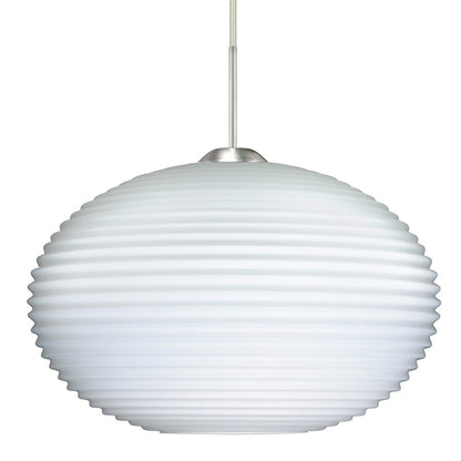 Besa Lighting Pape 12 1-Light LED Cord Pendant | Contemporary Satin Nickel and White Opal Glass | Kitchen Island & Dining | Model 1JT-491307-LED-SN