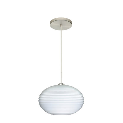 Besa Lighting Pape 12 1-Light LED Cord Pendant | Contemporary Satin Nickel and White Opal Glass | Kitchen Island & Dining | Model 1JT-491307-LED-SN