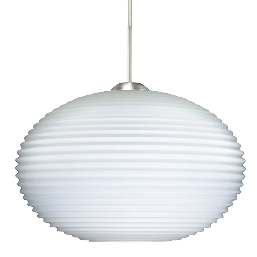 Besa Lighting Pape 12 12in 1-Light Cord Pendant | Contemporary Satin Nickel and White Glass | Kitchen Island & Dining Room | Model 1JT-491307-SN