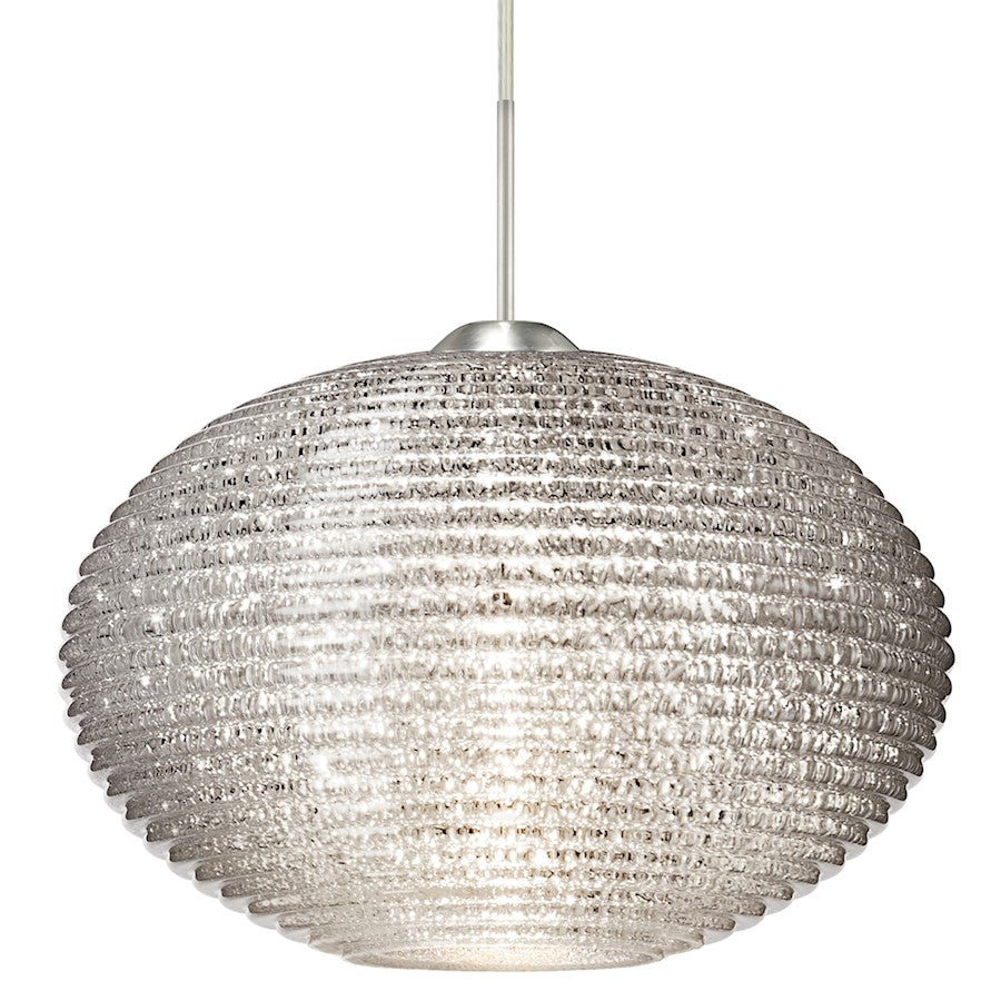 Besa Lighting Pape 12 12in 1-Light LED Cord Pendant | Contemporary Satin Nickel and Crystal Glass | Kitchen Island & Dining | Model 1JT-4913GL-LED-SN
