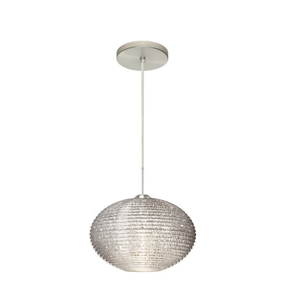 Besa Lighting Pape 12 12in 1-Light Pendant | Contemporary Satin Nickel and Crystal Glass | Kitchen Island & Dining Room | Model 1JT-4913GL-SN