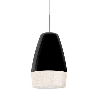 Besa Lighting Abu 12 7in 1-Light LED Pendant | Contemporary Satin Nickel and Black Glass | Kitchen Island & Dining Room | Model 1JT-ABU12BK-LED-SN