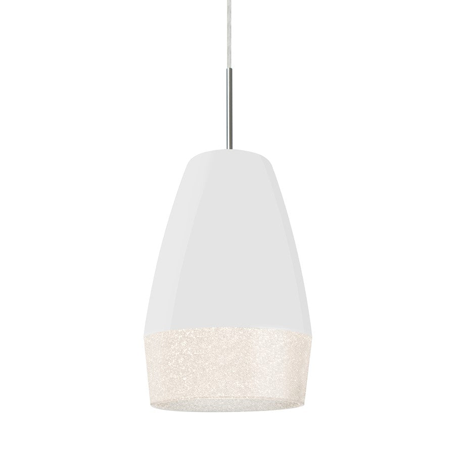 Besa Lighting Abu 12 1-Light LED Pendant | Contemporary Satin Nickel and White Glass | Kitchen Island & Dining Room | Model 1JT-ABU12WH-LED-SN