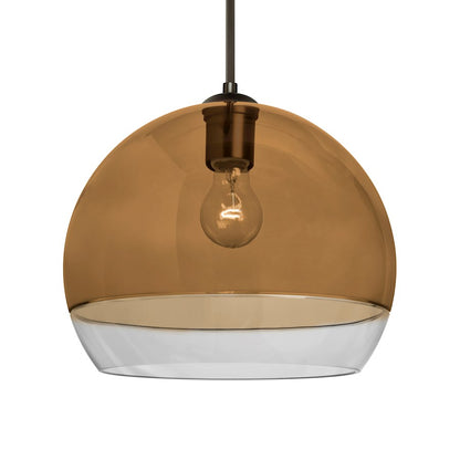 Besa Lighting Ally 12 1-Light Pendant | Contemporary Bronze and Beige Glass | Kitchen Island & Dining Room | Model 1JT-ALLY12AM-BR