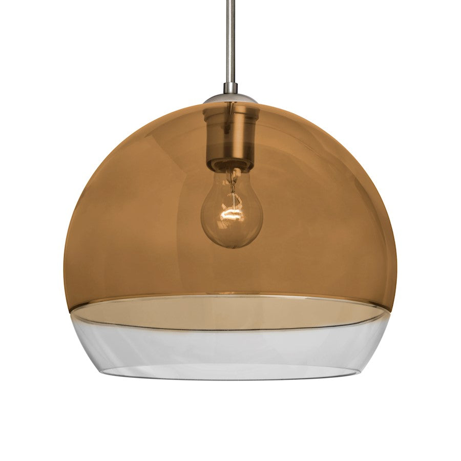 Besa Lighting Ally 12 1-Light Pendant | Contemporary Satin Nickel and Beige Glass | Kitchen Island & Dining Room | Model 1JT-ALLY12AM-SN