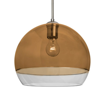 Besa Lighting Ally 12 1-Light Pendant | Contemporary Satin Nickel and Beige Glass | Kitchen Island & Dining Room | Model 1JT-ALLY12AM-SN