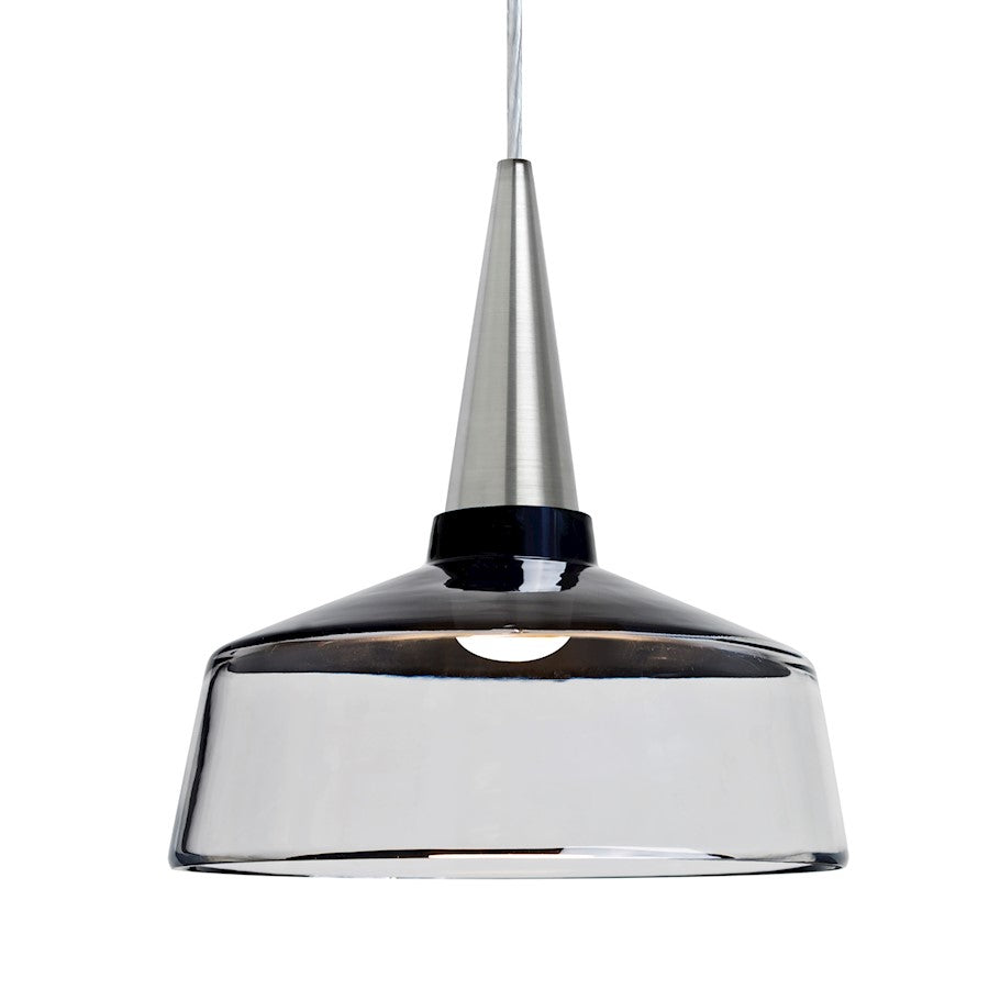 Besa Lighting Baron 10 10in 1-Light LED Pendant | Modern Satin Nickel and Black Glass | Kitchen Island & Dining Room | Model 1JT-BARON10BK-LED-SN