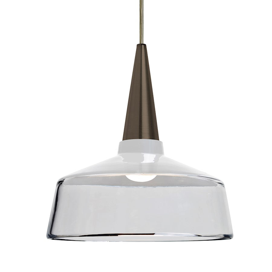 Besa Lighting Baron 10 10in 1-Light LED Pendant | Modern Bronze and White Glass | Kitchen Island & Dining Room | Model 1JT-BARON10WH-LED-BR