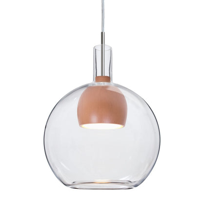 Besa Lighting Benji 9in 1-Light LED Cord Pendant | Contemporary Satin Nickel and Clear Glass Wood | Kitchen Island | Model 1JT-BENJICLMD-LED-SN