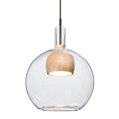Besa Lighting Benji 9in 1-Light LED Cord Pendant | Contemporary Bronze and Clear Glass Wood | Kitchen Island & Dining | Model 1JT-BENJICLNA-LED-BR