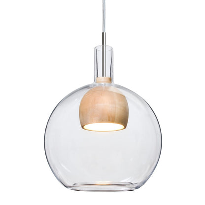 Besa Lighting Benji 9in 1-Light LED Cord Pendant | Contemporary Satin Nickel and Clear Glass Wood | Kitchen Island | Model 1JT-BENJICLNA-LED-SN