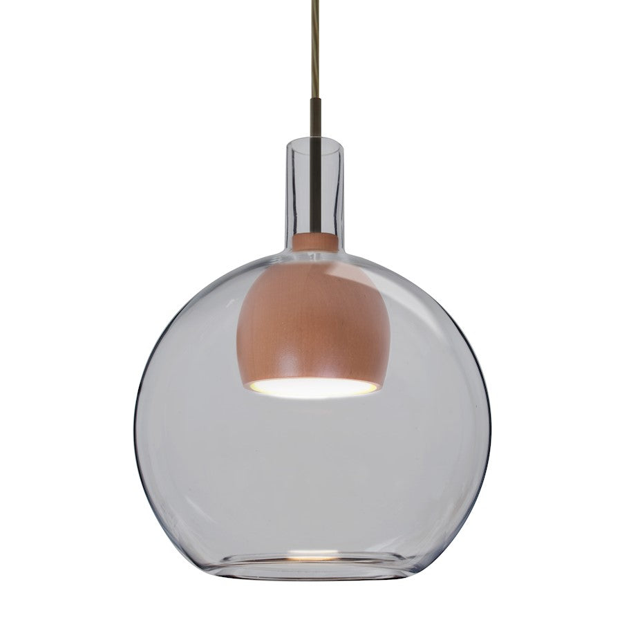 Besa Lighting Benji 9in 1-Light LED Cord Pendant | Contemporary Bronze and Smoke Glass Wood | Kitchen Island & Dining | Model 1JT-BENJISMMD-LED-BR